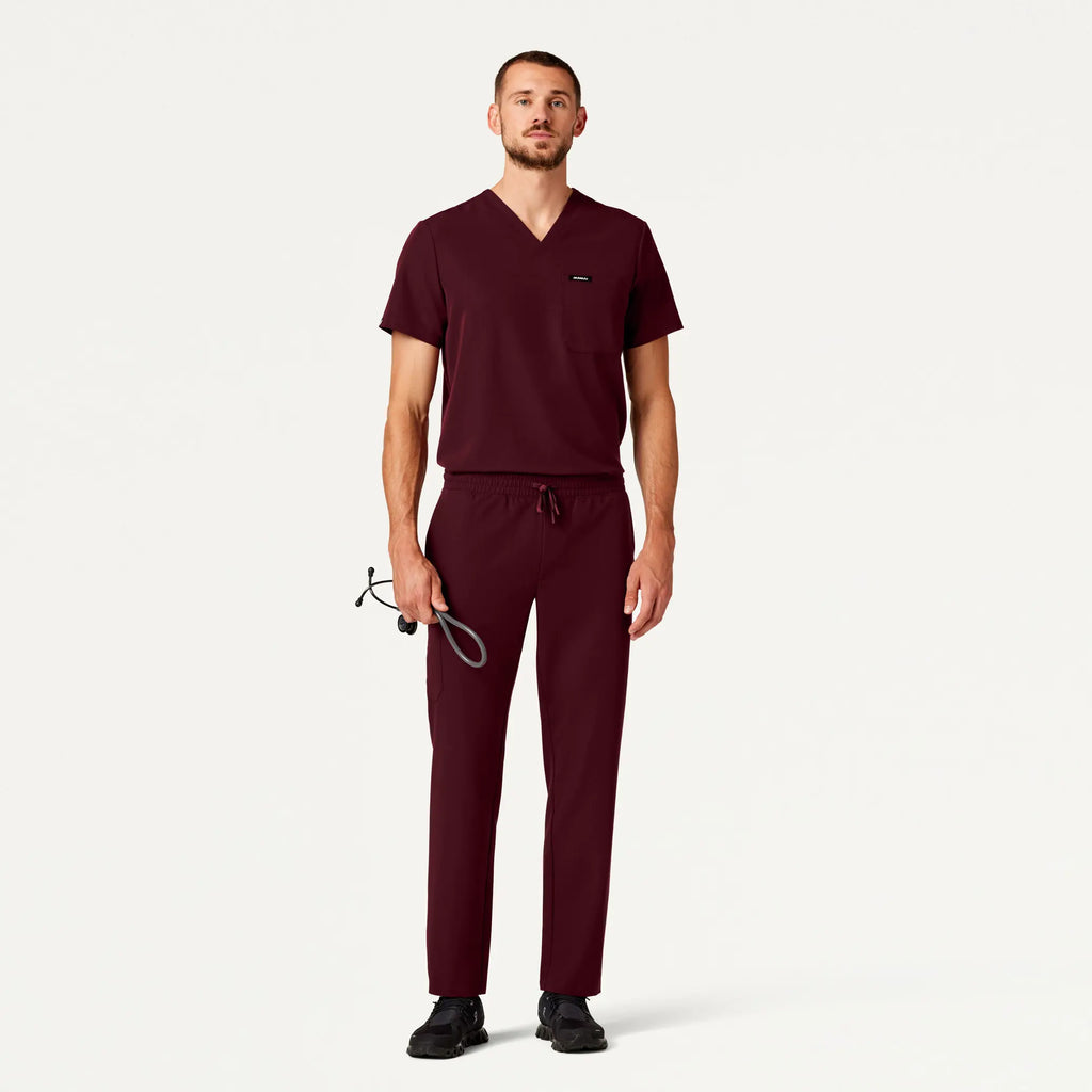 Jaanuu Scrubs Men's Rhodes Everyday Straight-Leg Scrub Pant Burgundy | scrub-supply.com