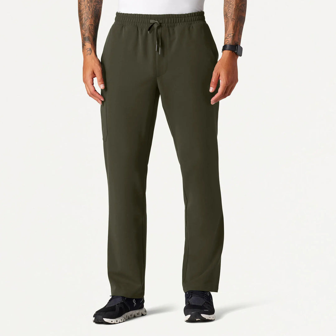 Jaanuu Scrubs Men's Rhodes Everyday Straight-Leg Scrub Pant Deep Olive | scrub-supply.com