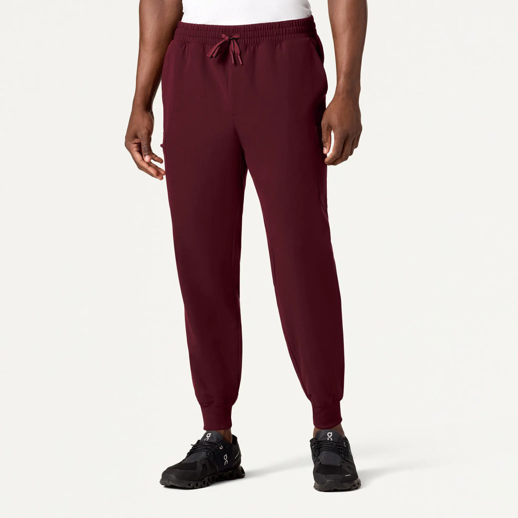 Jaanuu Scrubs Men's Osmo 8-Pocket Scrub Jogger Burgundy | scrub-supply.com