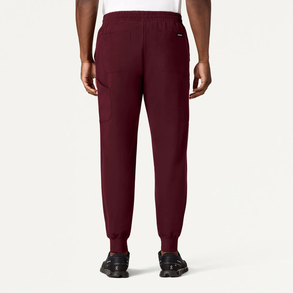 Jaanuu Scrubs Men's Osmo 8-Pocket Scrub Jogger Burgundy | scrub-supply.com