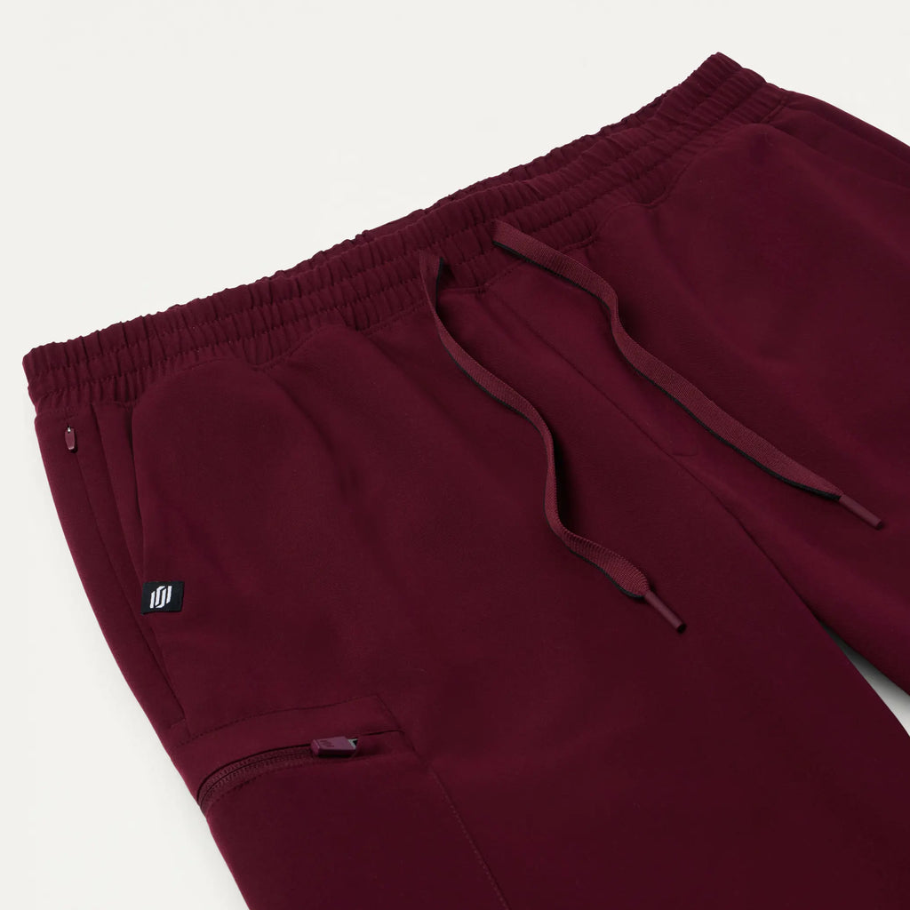 Jaanuu Scrubs Men's Osmo 8-Pocket Scrub Jogger Burgundy | scrub-supply.com