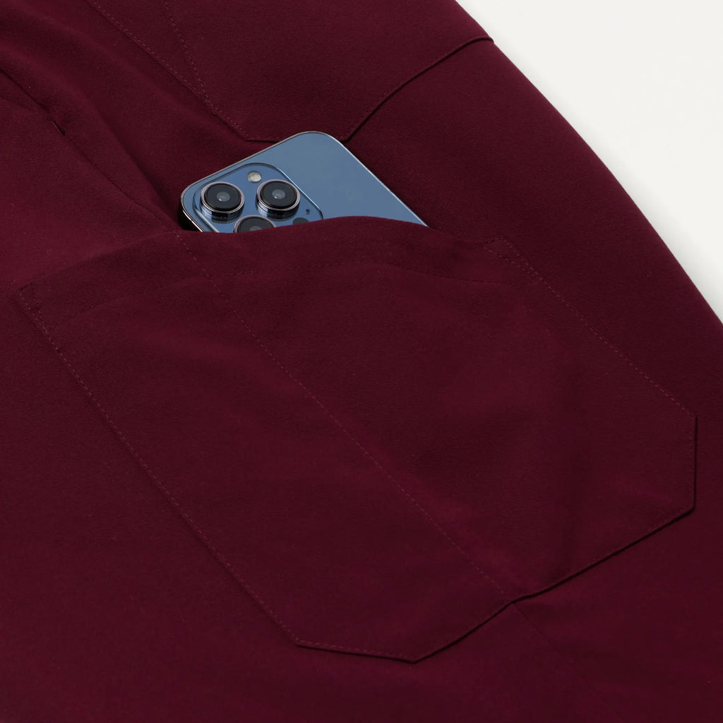 Jaanuu Scrubs Men's Osmo 8-Pocket Scrub Jogger Burgundy | scrub-supply.com