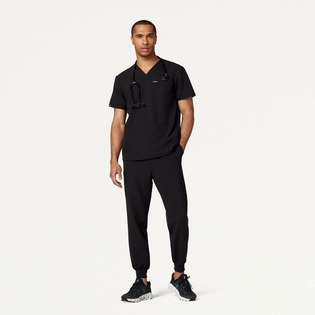 Jaanuu Scrubs Men's Osmo 8-Pocket Scrub Jogger Black | scrub-supply.com