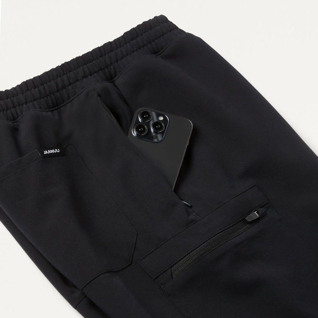 Jaanuu Scrubs Men's Osmo 8-Pocket Scrub Jogger Black | scrub-supply.com