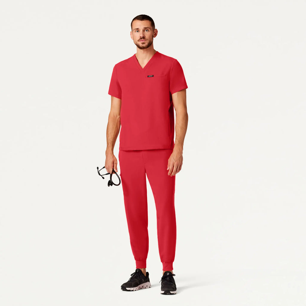 Jaanuu Scrubs Men's Osmo 8-Pocket Scrub Jogger Brilliant Red | scrub-supply.com