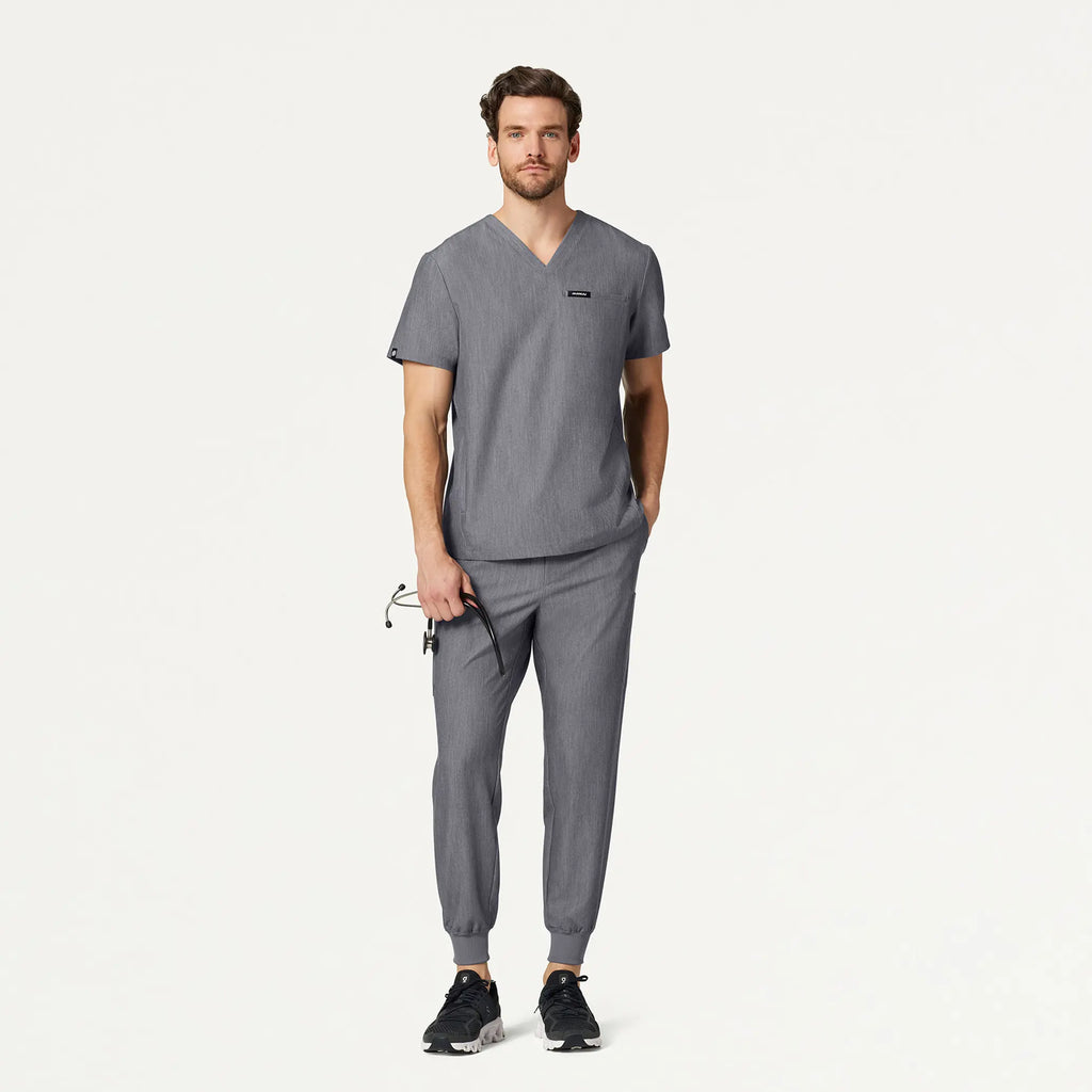 Jaanuu Scrubs Men's Osmo 8-Pocket Scrub Jogger Heather Gray | scrub-supply.com