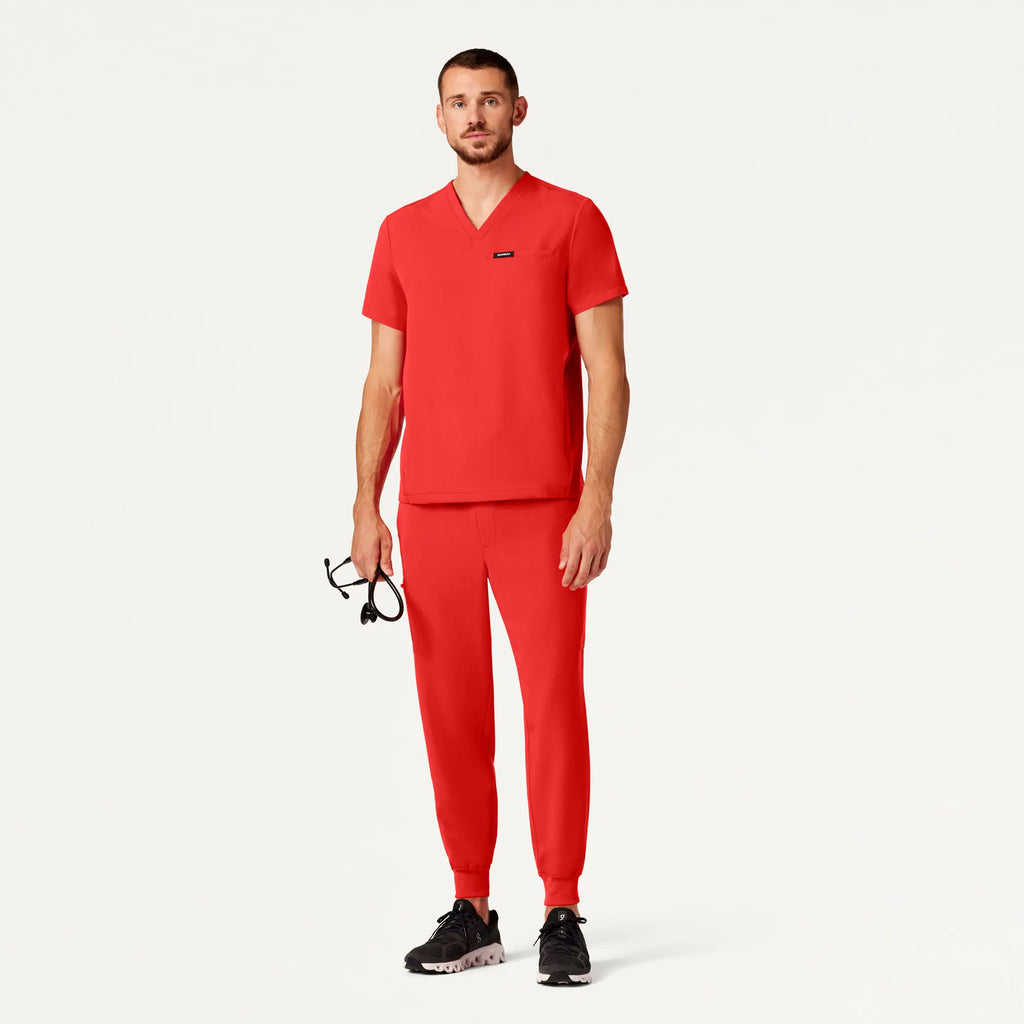 Jaanuu Scrubs Men's Osmo 8-Pocket Scrub Jogger Solar Red | scrub-supply.com