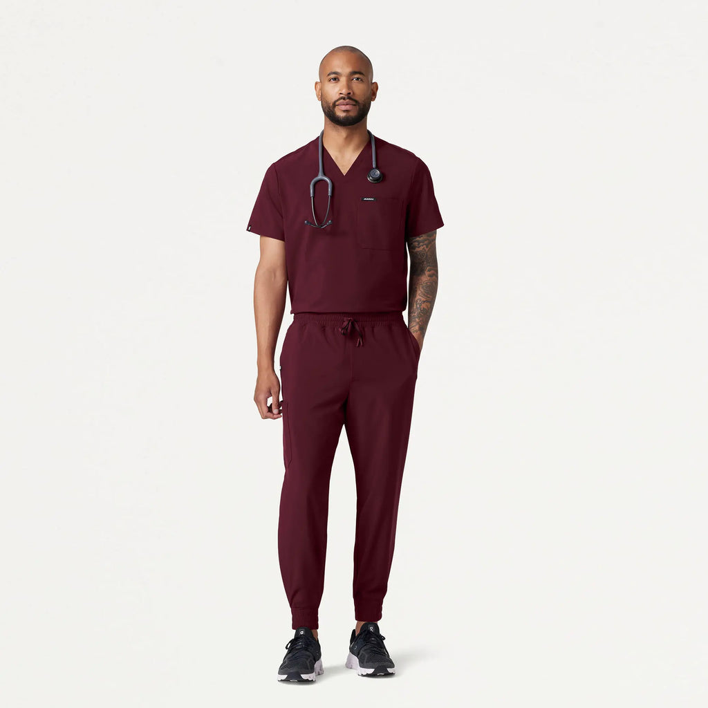 Jaanuu Scrubs Men's Powell ULTRAlite™ Scrub Jogger Burgundy | scrub-supply.com