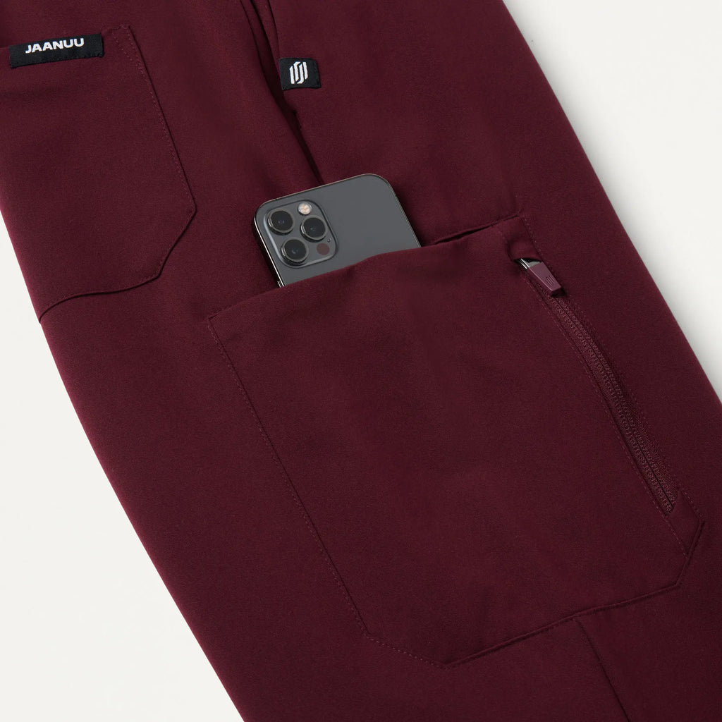 Jaanuu Scrubs Men's Cobot 8-Pocket Scrub Jogger Burgundy | scrub-supply.com