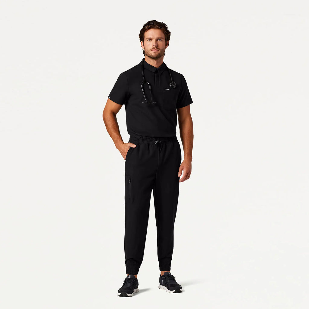 Jaanuu Scrubs Men's Cobot 8-Pocket Scrub Jogger Black | scrub-supply.com