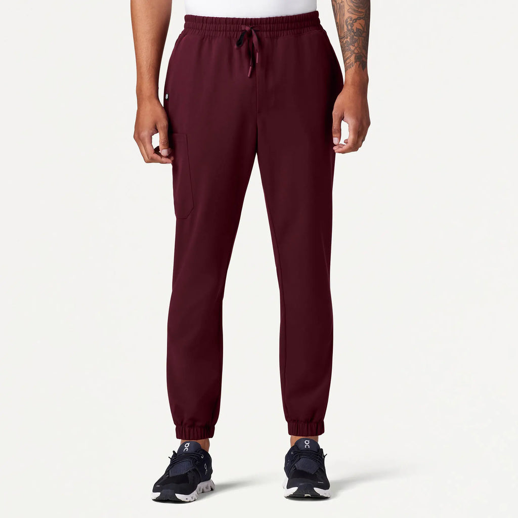 Jaanuu Scrubs Men's Rhodes Slim Crossover Scrub Jogger Burgundy | scrub-supply.com