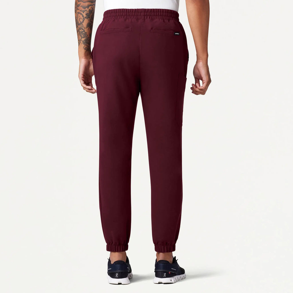 Jaanuu Scrubs Men's Rhodes Slim Crossover Scrub Jogger Burgundy | scrub-supply.com