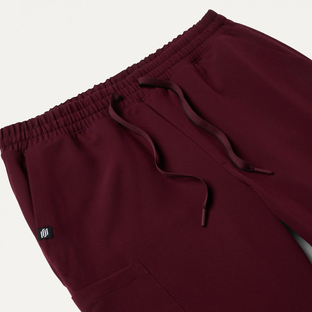 Jaanuu Scrubs Men's Rhodes Slim Crossover Scrub Jogger Burgundy | scrub-supply.com