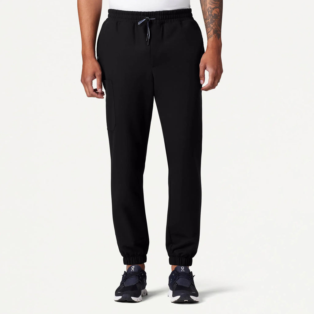 Jaanuu Scrubs Men's Rhodes Slim Crossover Scrub Jogger Black | scrub-supply.com