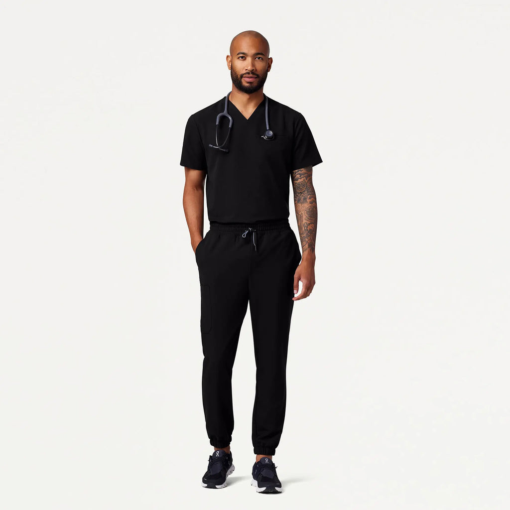 Jaanuu Scrubs Men's Rhodes Slim Crossover Scrub Jogger Black | scrub-supply.com