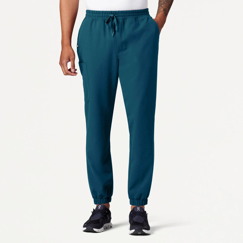 Jaanuu Scrubs Men's Rhodes Slim Crossover Scrub Jogger Caribbean Blue | scrub-supply.com