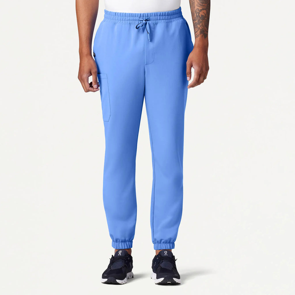 Jaanuu Scrubs Men's Rhodes Slim Crossover Scrub Jogger Ceil Blue | scrub-supply.com