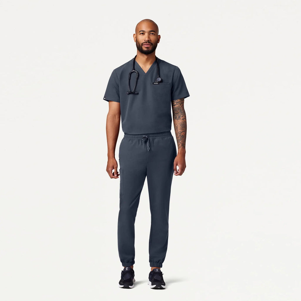 Jaanuu Scrubs Men's Rhodes Slim Crossover Scrub Jogger Carbon Gray | scrub-supply.com