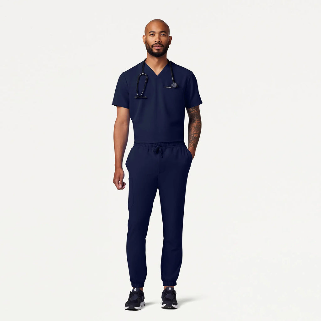 Jaanuu Scrubs Men's Rhodes Slim Crossover Scrub Jogger Midnight Navy | scrub-supply.com