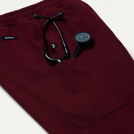 Jaanuu Scrubs Men's Brooks Straight-Leg Scrub Pant Burgundy | scrub-supply.com
