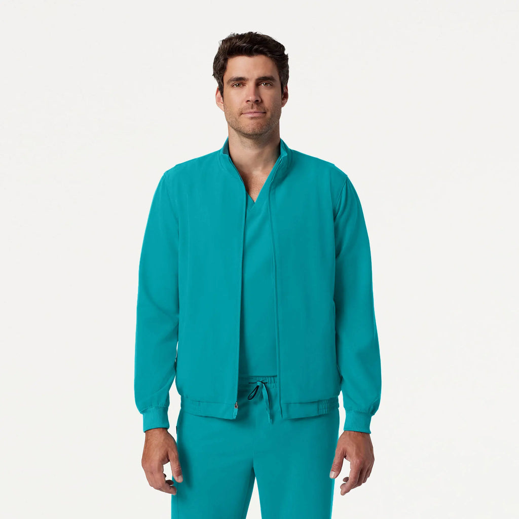 Jaanuu Scrubs Men's Wolfe Everyday 6-Pocket Scrub Jacket Aqua | scrub-supply.com