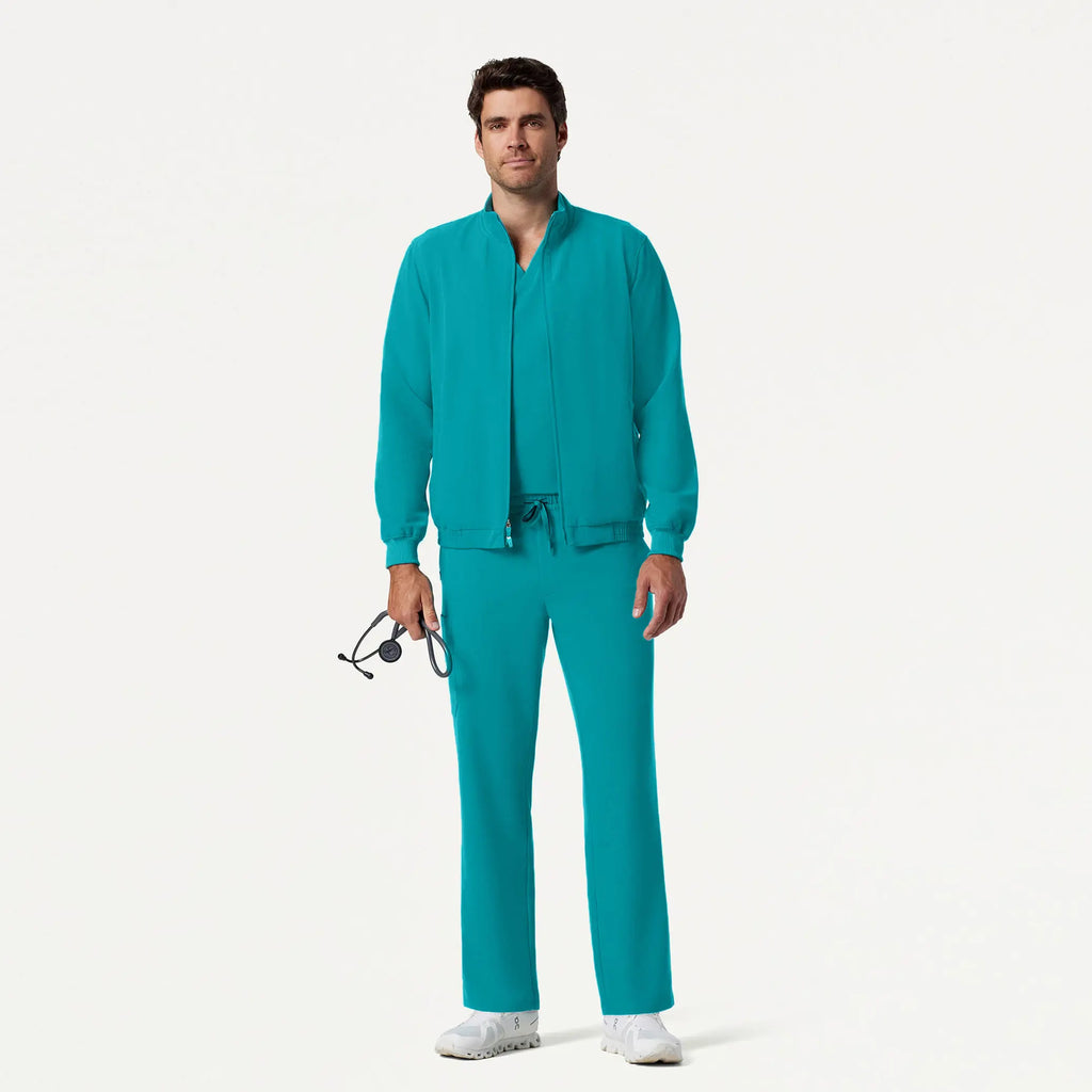 Jaanuu Scrubs Men's Wolfe Everyday 6-Pocket Scrub Jacket Aqua | scrub-supply.com