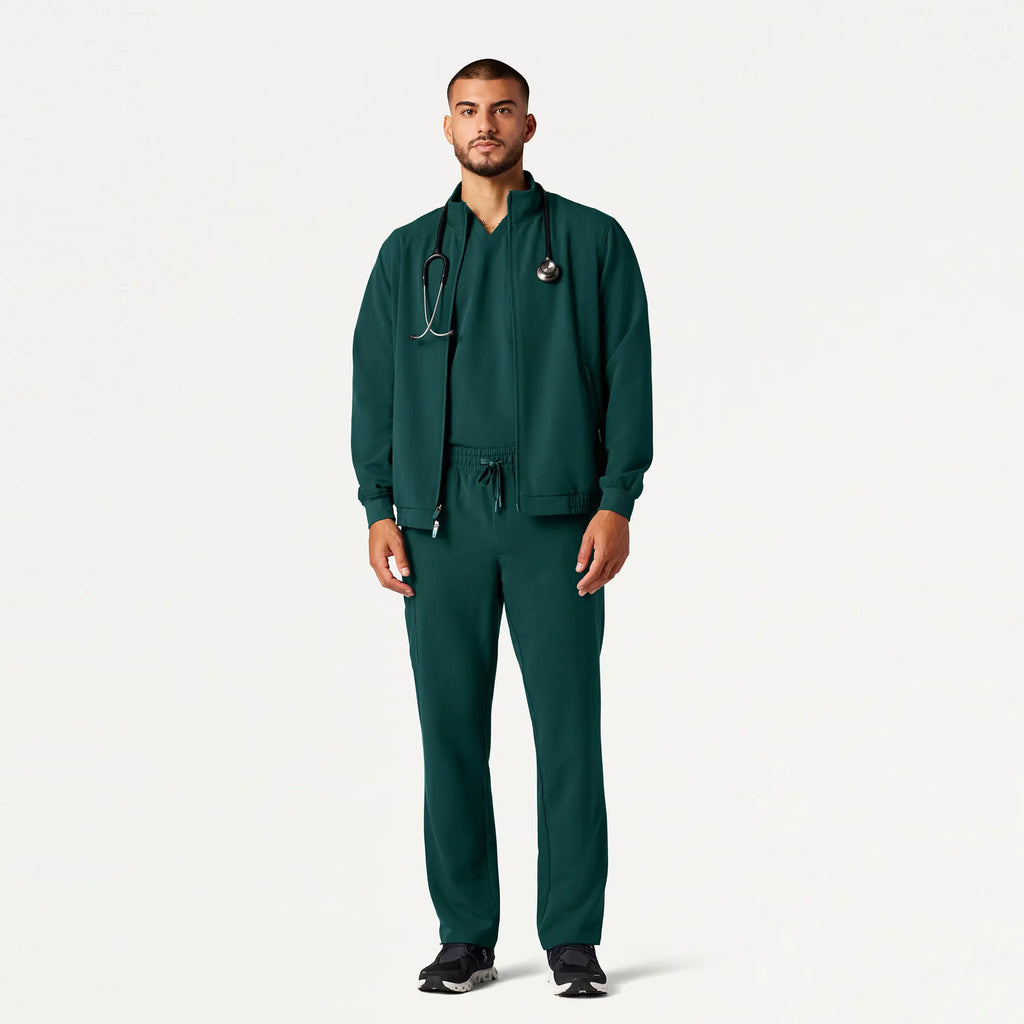 Jaanuu Scrubs Men's Wolfe Everyday 6-Pocket Scrub Jacket Midnight Green | scrub-supply.com