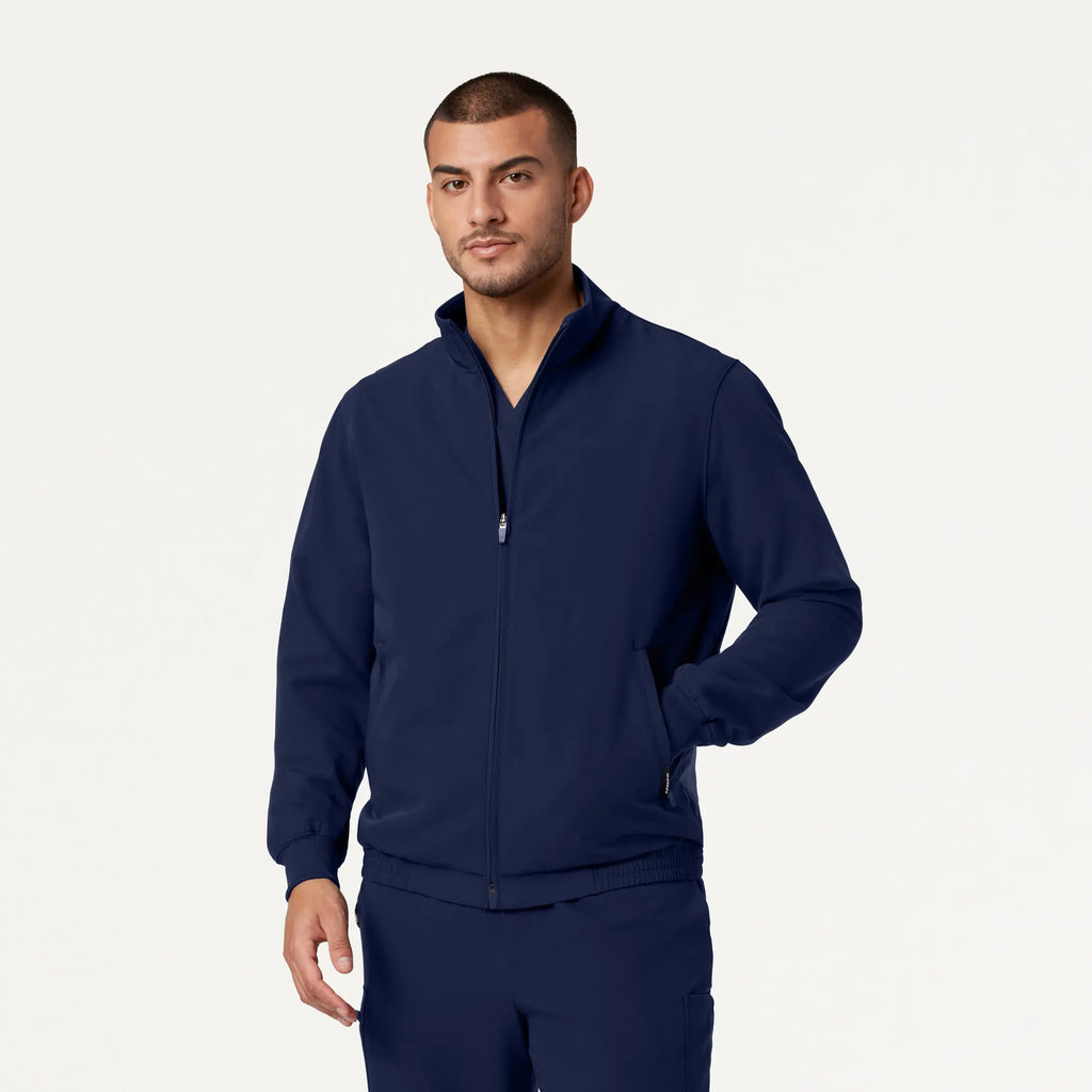 Jaanuu Scrubs Men's Wolfe Everyday 6-Pocket Scrub Jacket Midnight Navy | scrub-supply.com