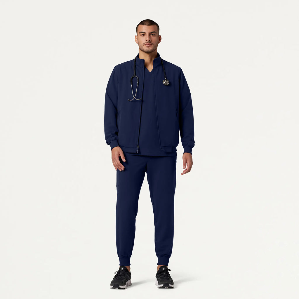 Jaanuu Scrubs Men's Wolfe Everyday 6-Pocket Scrub Jacket Midnight Navy | scrub-supply.com