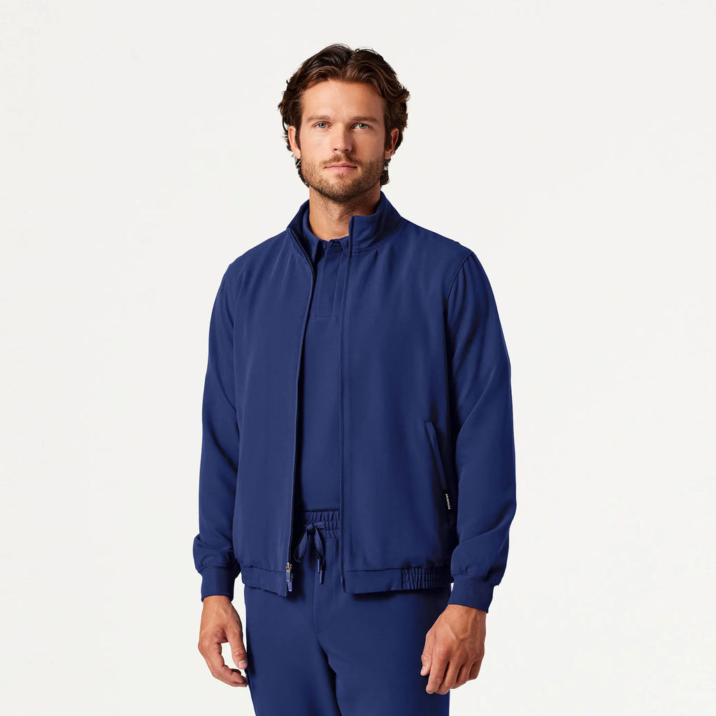 Jaanuu Scrubs Men's Wolfe Everyday 6-Pocket Scrub Jacket Navy Blue | scrub-supply.com