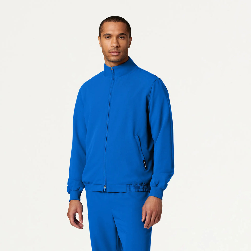 Jaanuu Scrubs Men's Wolfe Everyday 6-Pocket Scrub Jacket Royal Blue | scrub-supply.com