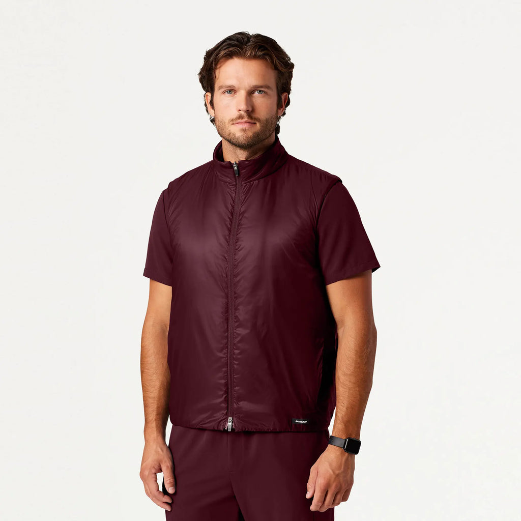 Jaanuu Scrubs Men's Phantom Insulated Vest Burgundy | scrub-supply.com