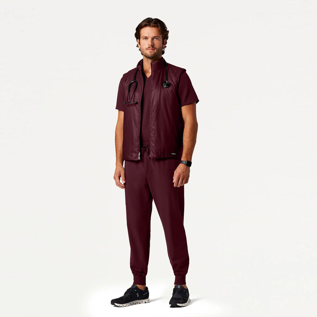 Jaanuu Scrubs Men's Phantom Insulated Vest Burgundy | scrub-supply.com