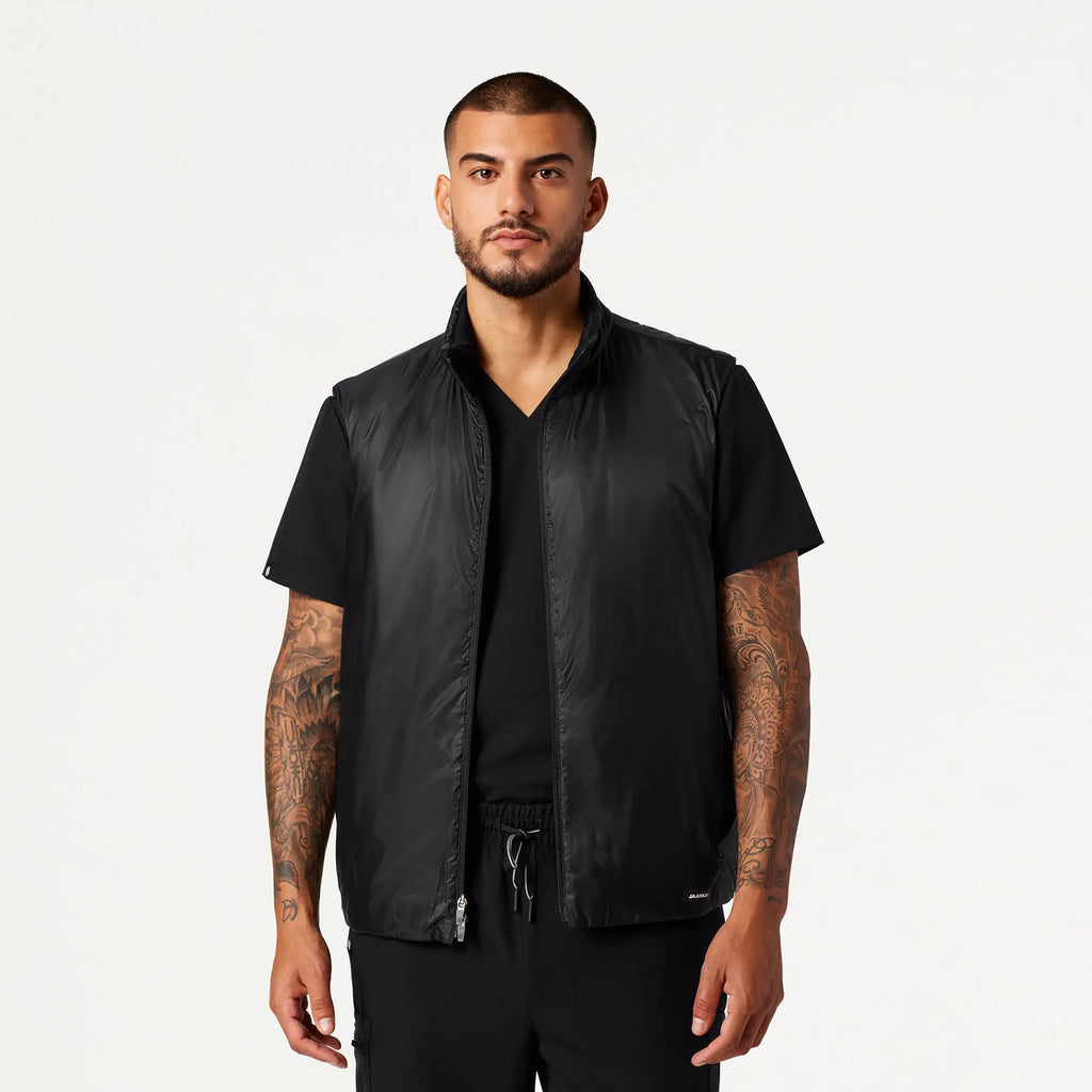 Jaanuu Scrubs Men's Phantom Insulated Vest Black | scrub-supply.com