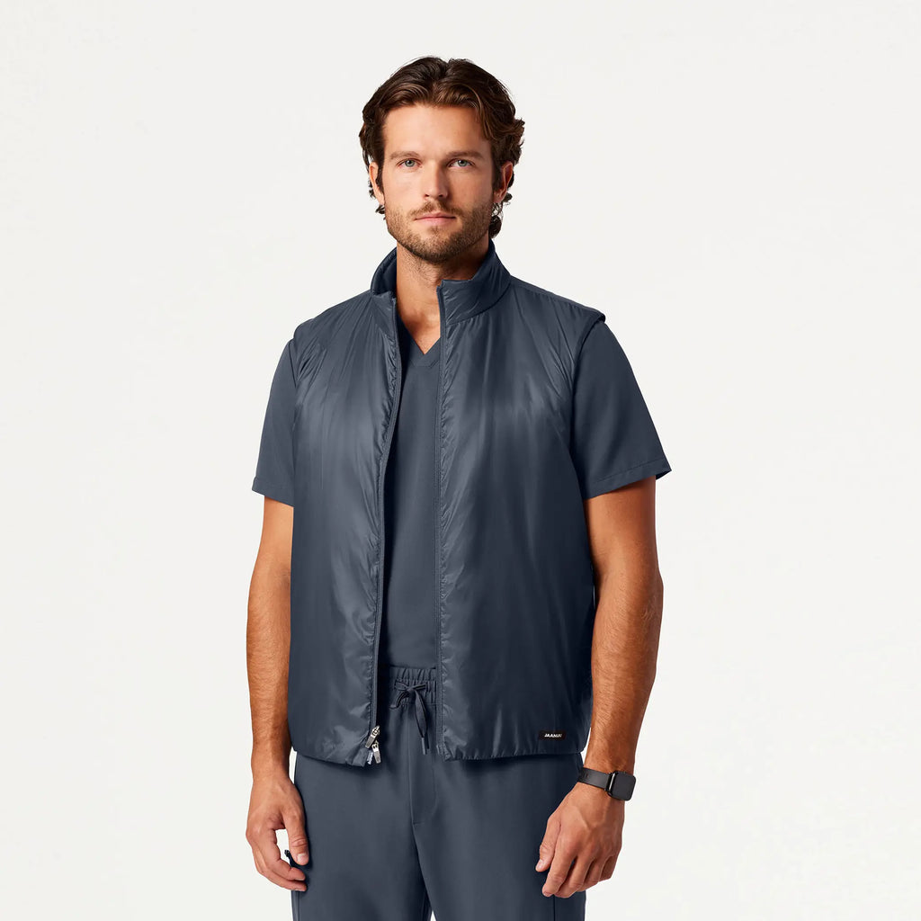 Jaanuu Scrubs Men's Phantom Insulated Vest Carbon Gray | scrub-supply.com