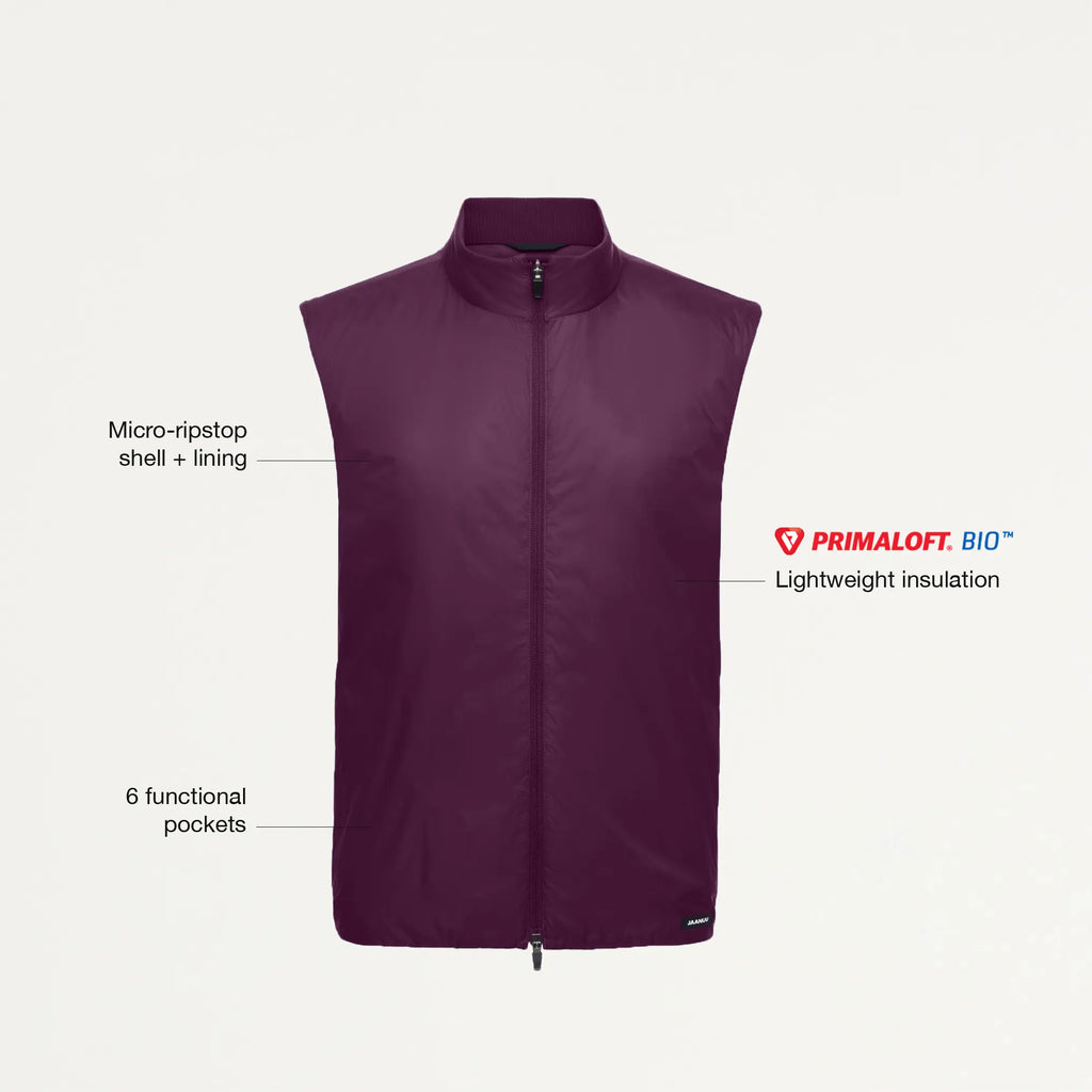 Jaanuu Scrubs Men's Phantom Insulated Vest Dark Amethyst | scrub-supply.com