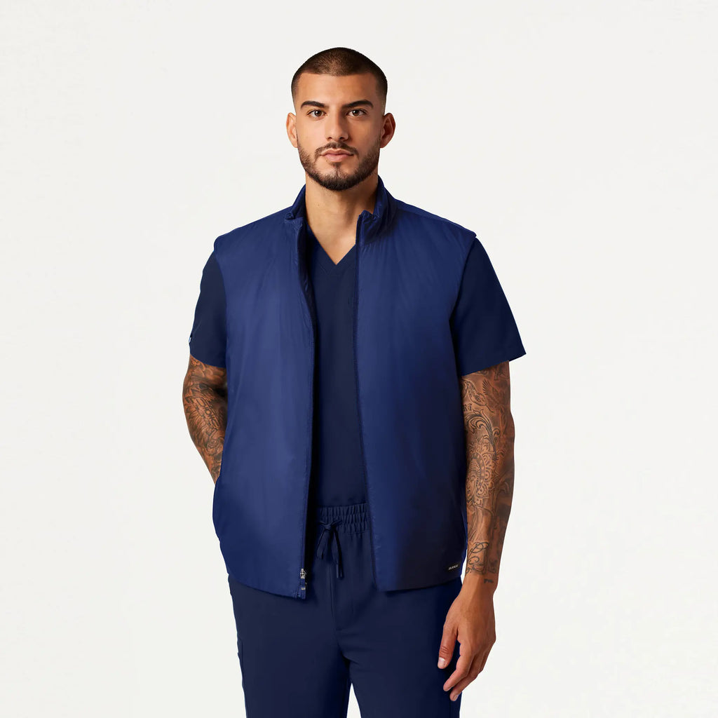 Jaanuu Scrubs Men's Phantom Insulated Vest Navy Blue | scrub-supply.com