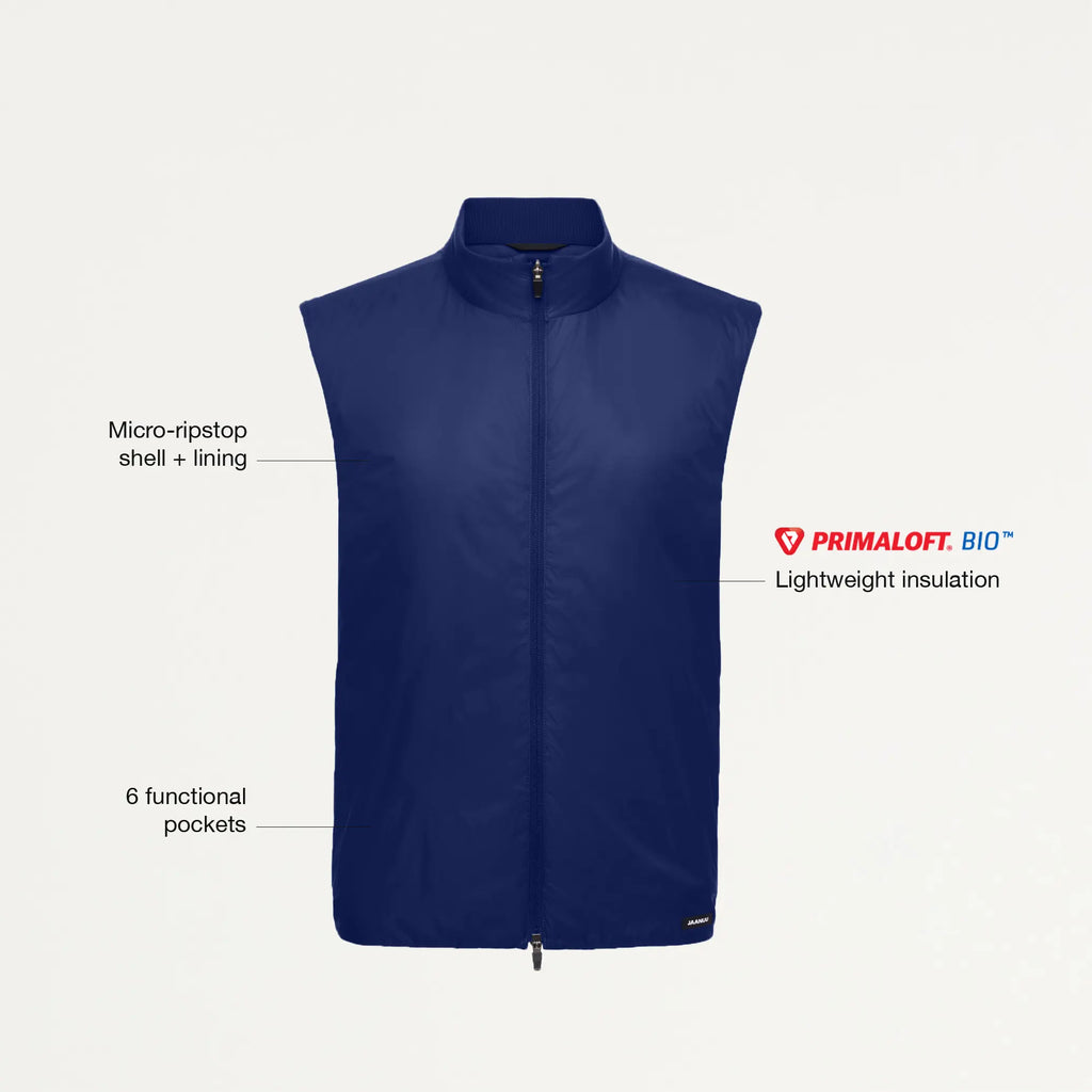 Jaanuu Scrubs Men's Phantom Insulated Vest Navy Blue | scrub-supply.com