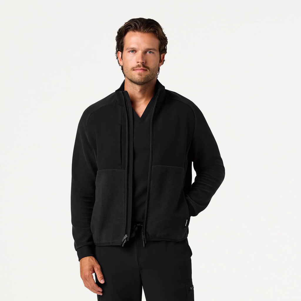 Jaanuu Scrubs Men's Cloud Hybrid Fleece Jacket Black | scrub-supply.com