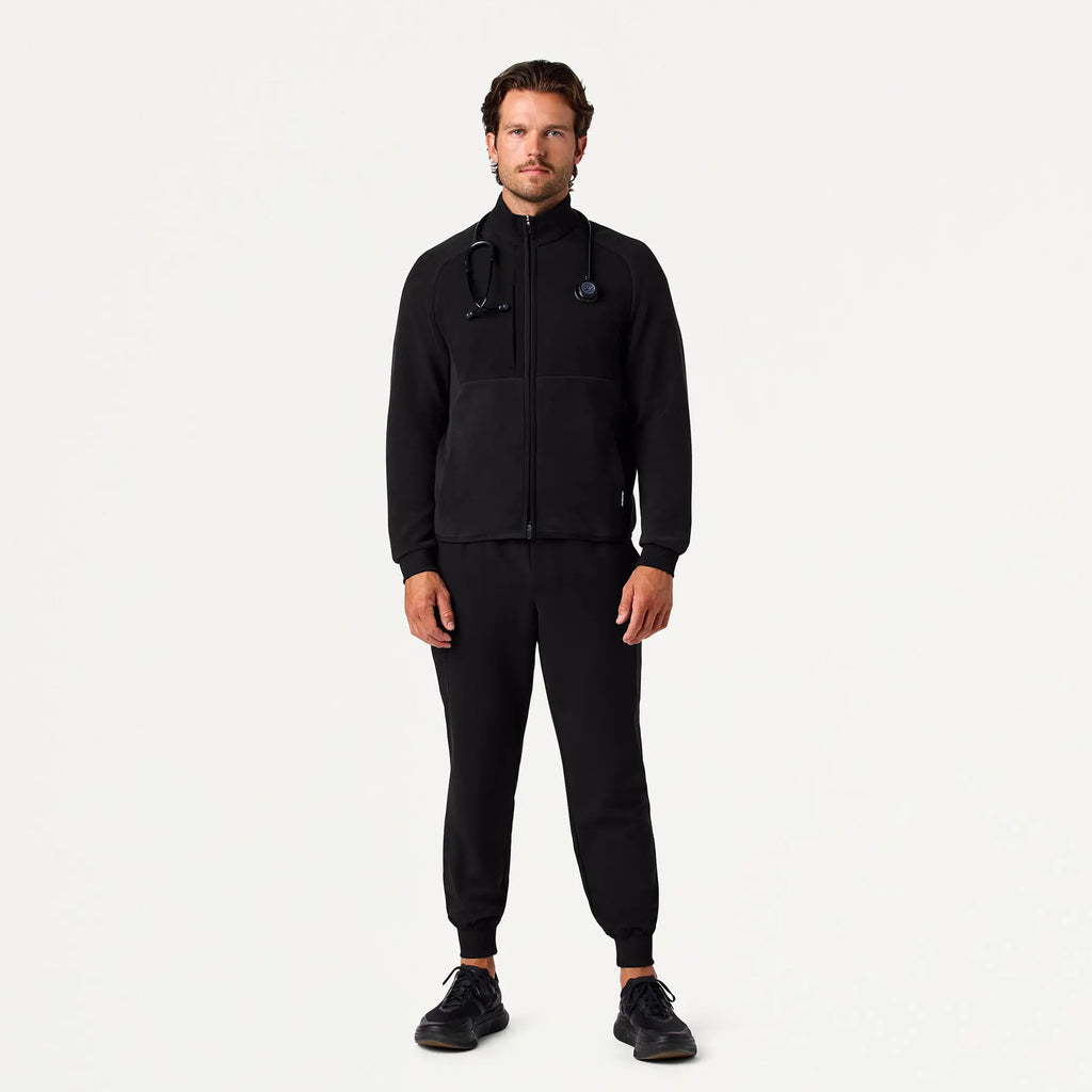 Jaanuu Scrubs Men's Cloud Hybrid Fleece Jacket Black | scrub-supply.com