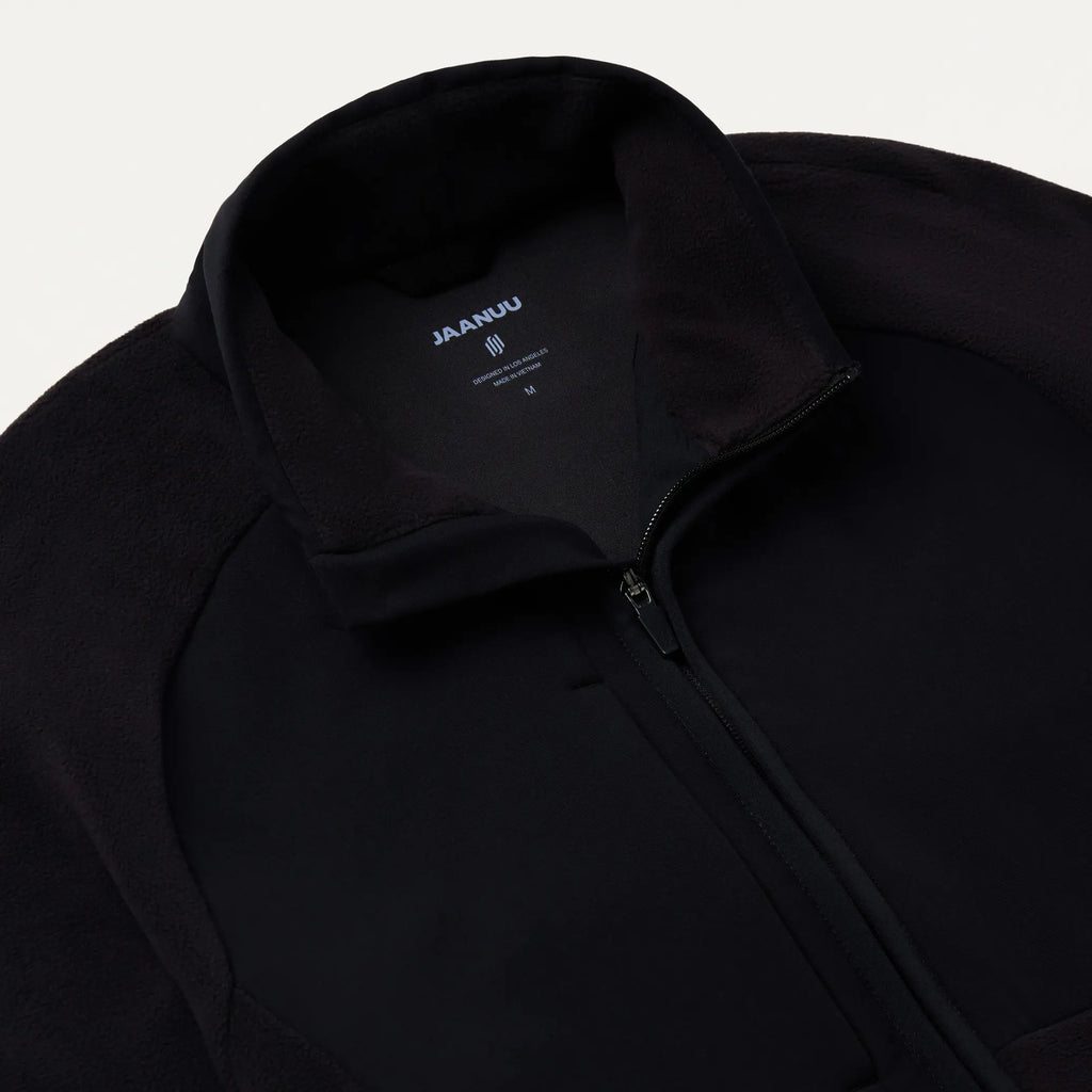 Jaanuu Scrubs Men's Cloud Hybrid Fleece Jacket Black | scrub-supply.com