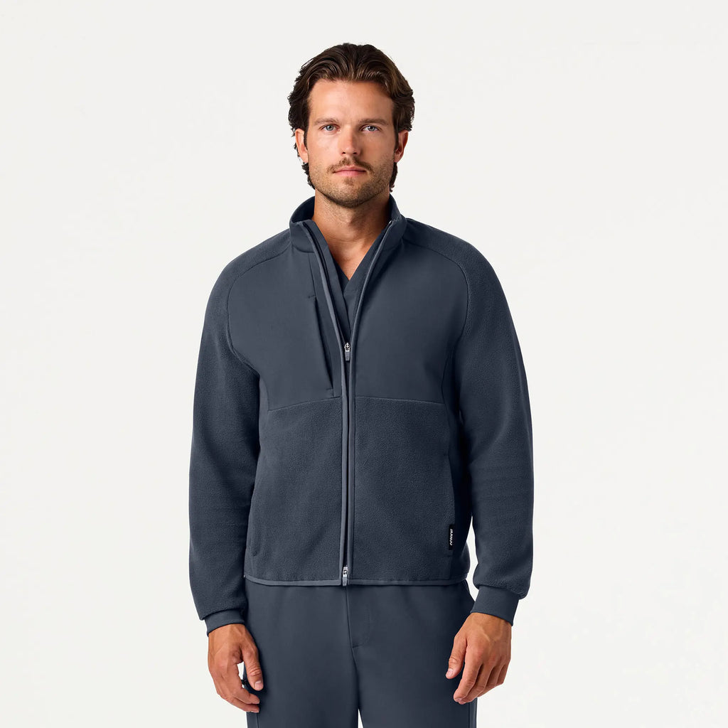 Jaanuu Scrubs Men's Cloud Hybrid Fleece Jacket Carbon Gray | scrub-supply.com