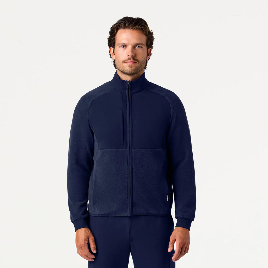 Jaanuu Scrubs Men's Cloud Hybrid Fleece Jacket Midnight Navy | scrub-supply.com