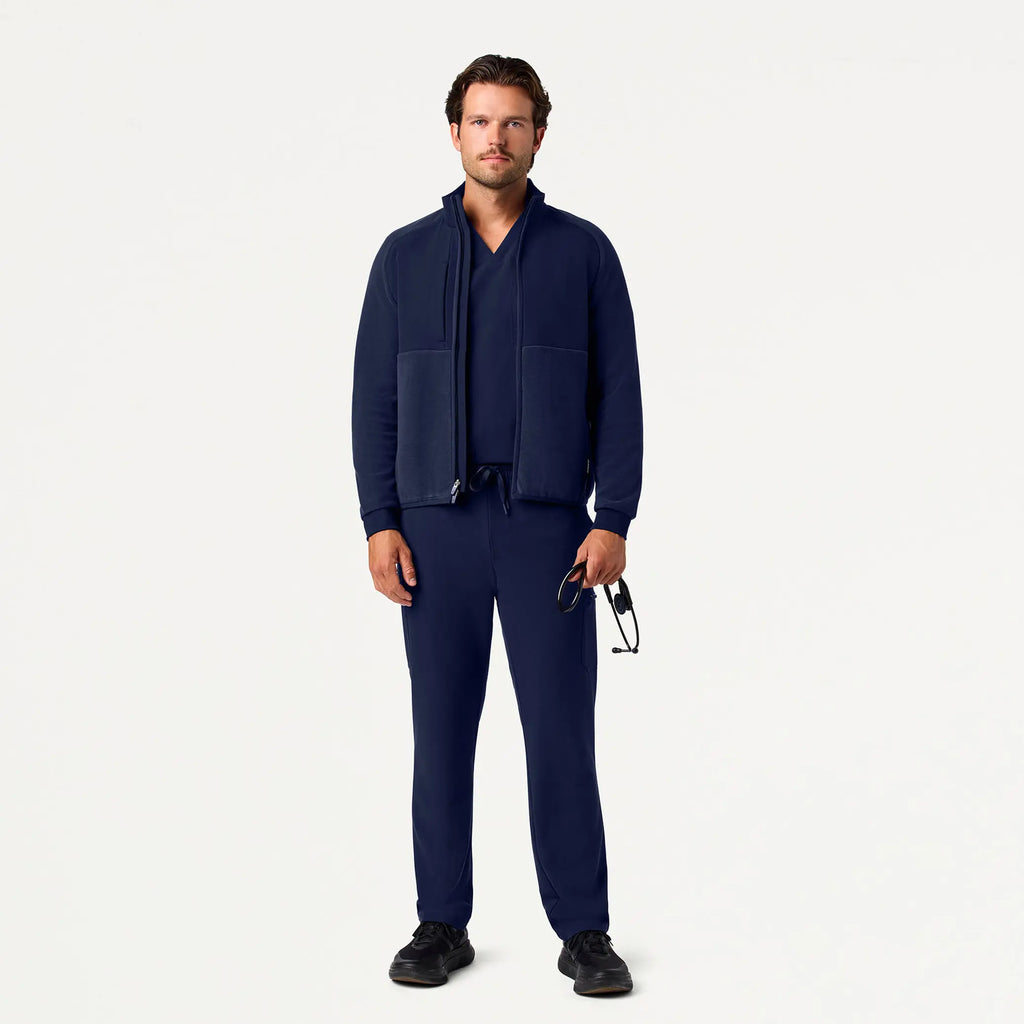 Jaanuu Scrubs Men's Cloud Hybrid Fleece Jacket Midnight Navy | scrub-supply.com