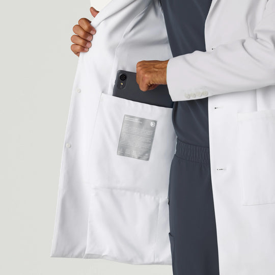 Jaanuu Scrubs Men's Apex 39" White Coat White | scrub-supply.com
