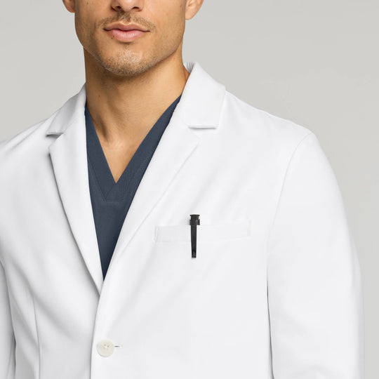 Jaanuu Scrubs Men's Apex 39" White Coat White | scrub-supply.com