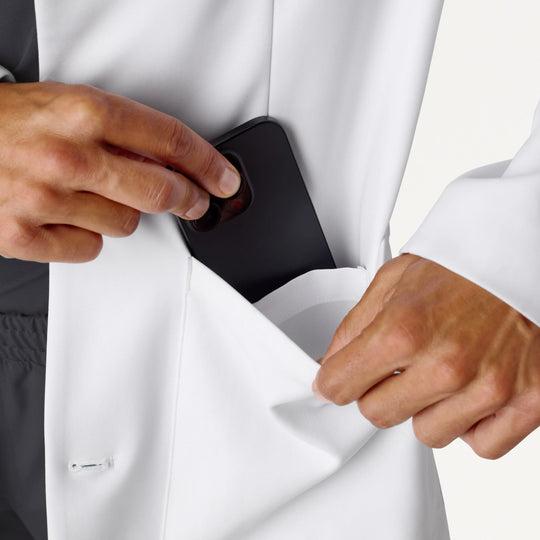 Jaanuu Scrubs Men's Apex 39" White Coat White | scrub-supply.com