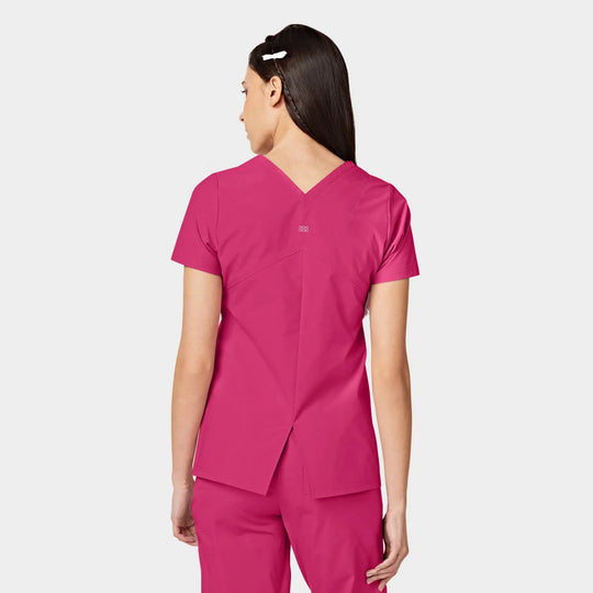 Parkley Scrubs Women's Cressy ABC Two Pocket V-Neck Scrub Top Hot Pink | scrub-supply.com