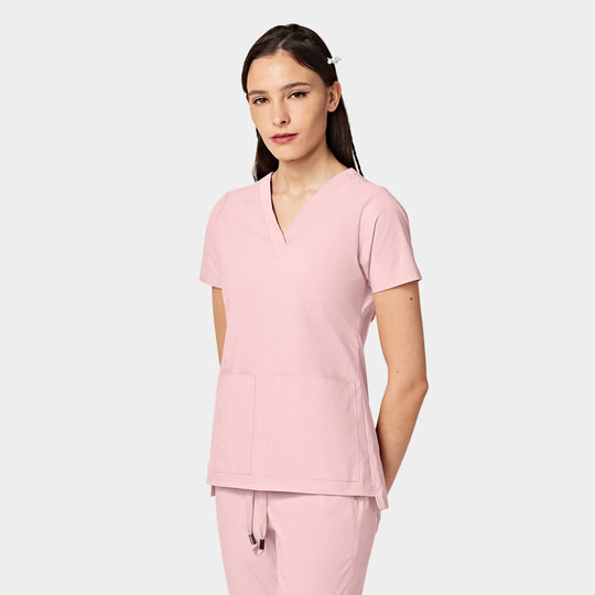 Parkley Scrubs Women's Cressy ABC Two Pocket V-Neck Scrub Top Light Pink | scrub-supply.com