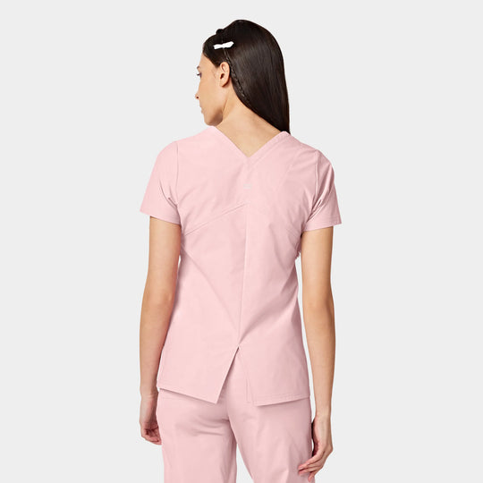 Parkley Scrubs Women's Cressy ABC Two Pocket V-Neck Scrub Top Light Pink | scrub-supply.com